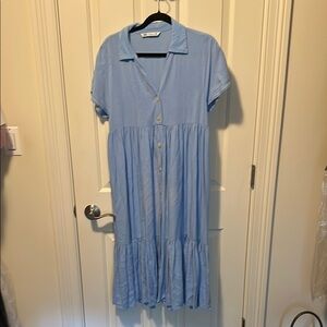 Zara Blue Buttoned Maxi Sundress